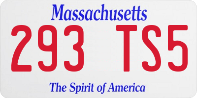 MA license plate 293TS5