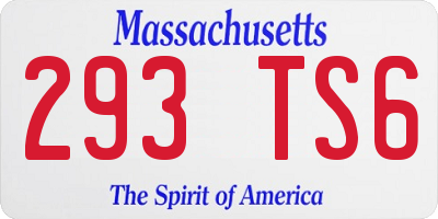 MA license plate 293TS6