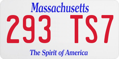 MA license plate 293TS7