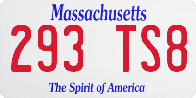 MA license plate 293TS8