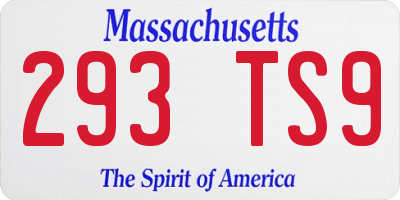 MA license plate 293TS9