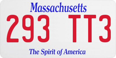 MA license plate 293TT3