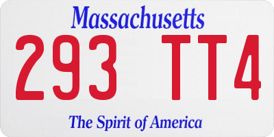 MA license plate 293TT4
