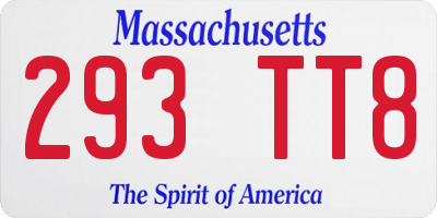MA license plate 293TT8