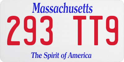 MA license plate 293TT9