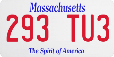 MA license plate 293TU3