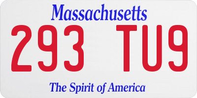 MA license plate 293TU9