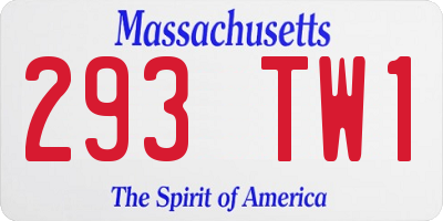 MA license plate 293TW1