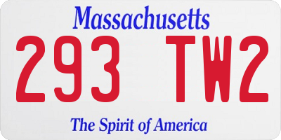 MA license plate 293TW2