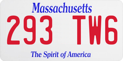 MA license plate 293TW6