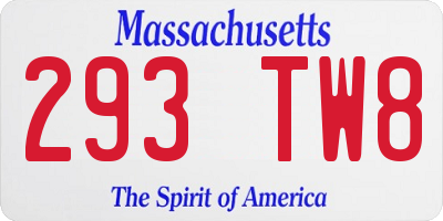 MA license plate 293TW8