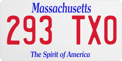 MA license plate 293TX0