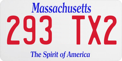 MA license plate 293TX2