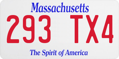 MA license plate 293TX4