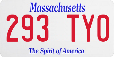 MA license plate 293TY0