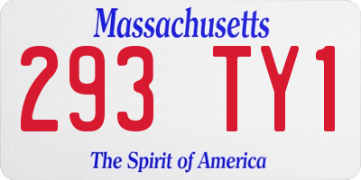 MA license plate 293TY1