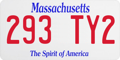 MA license plate 293TY2