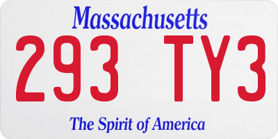 MA license plate 293TY3