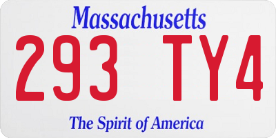 MA license plate 293TY4