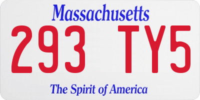MA license plate 293TY5