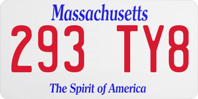 MA license plate 293TY8