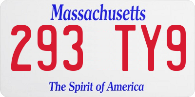 MA license plate 293TY9