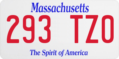 MA license plate 293TZ0