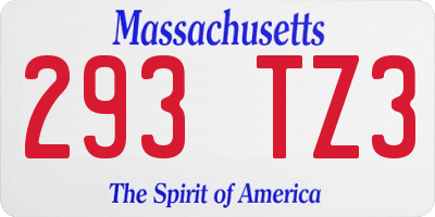 MA license plate 293TZ3