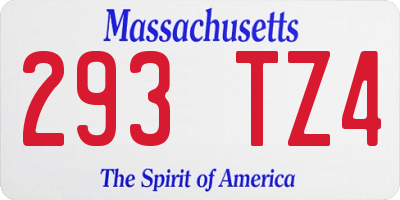 MA license plate 293TZ4