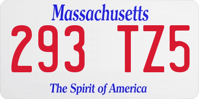 MA license plate 293TZ5
