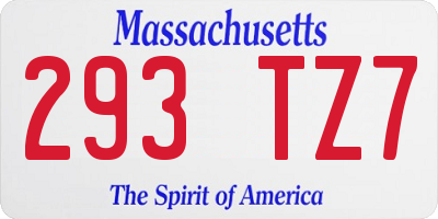 MA license plate 293TZ7