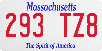 MA license plate 293TZ8