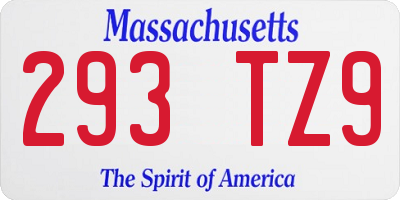MA license plate 293TZ9