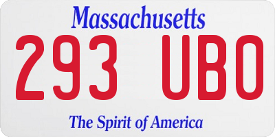 MA license plate 293UB0