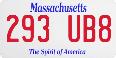 MA license plate 293UB8