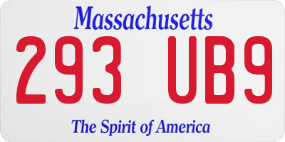 MA license plate 293UB9