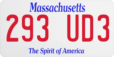 MA license plate 293UD3