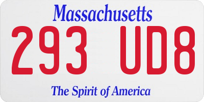MA license plate 293UD8