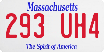 MA license plate 293UH4