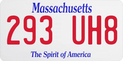 MA license plate 293UH8