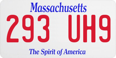 MA license plate 293UH9