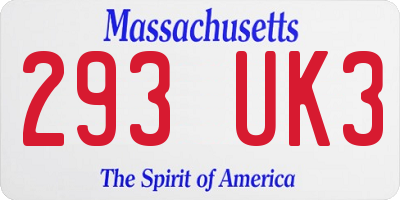 MA license plate 293UK3