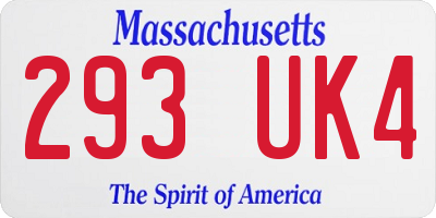MA license plate 293UK4