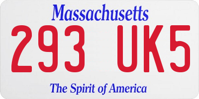 MA license plate 293UK5