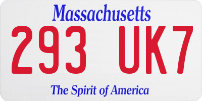 MA license plate 293UK7
