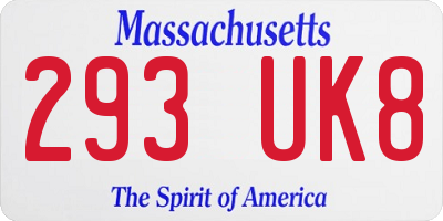 MA license plate 293UK8