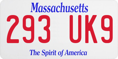 MA license plate 293UK9