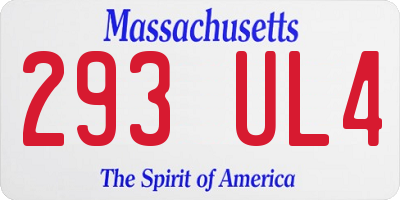 MA license plate 293UL4