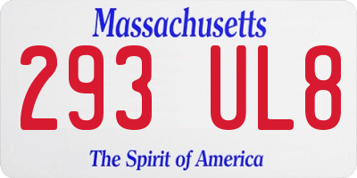 MA license plate 293UL8