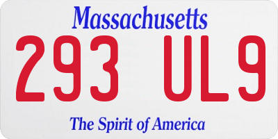 MA license plate 293UL9